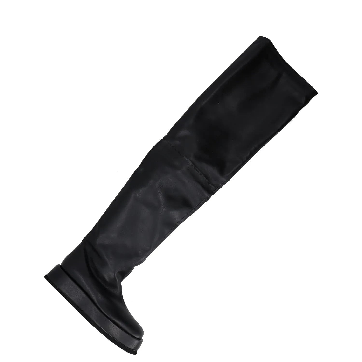 GIABORGHINI Womens Mid Thigh Boots Leather Slip On Round Flat Black UK5 RRP 650 — View 2
