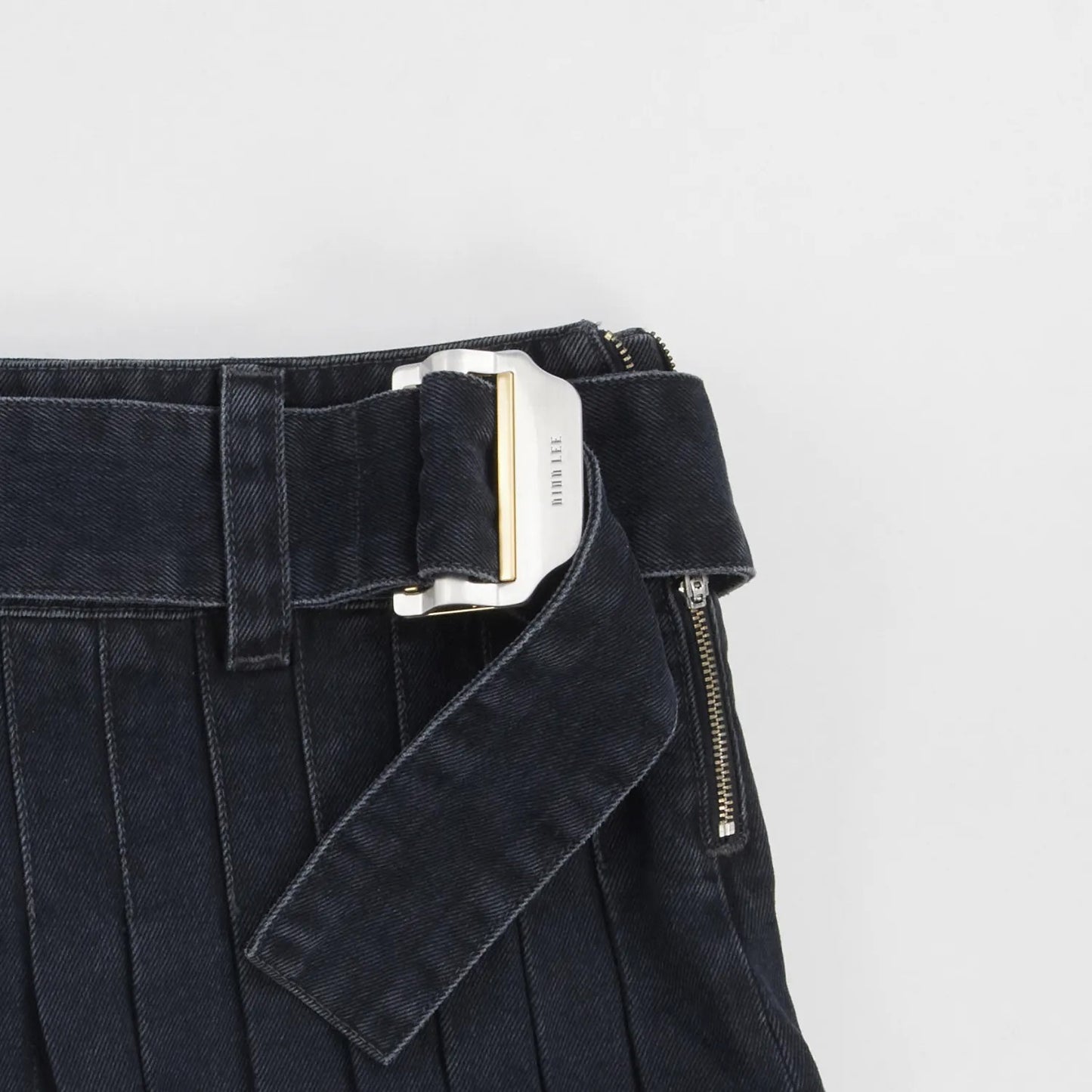 DION LEE Womens Darted Denim Mini Skirt Black Cotton Buckle Size 6 RRP 690 — View 4