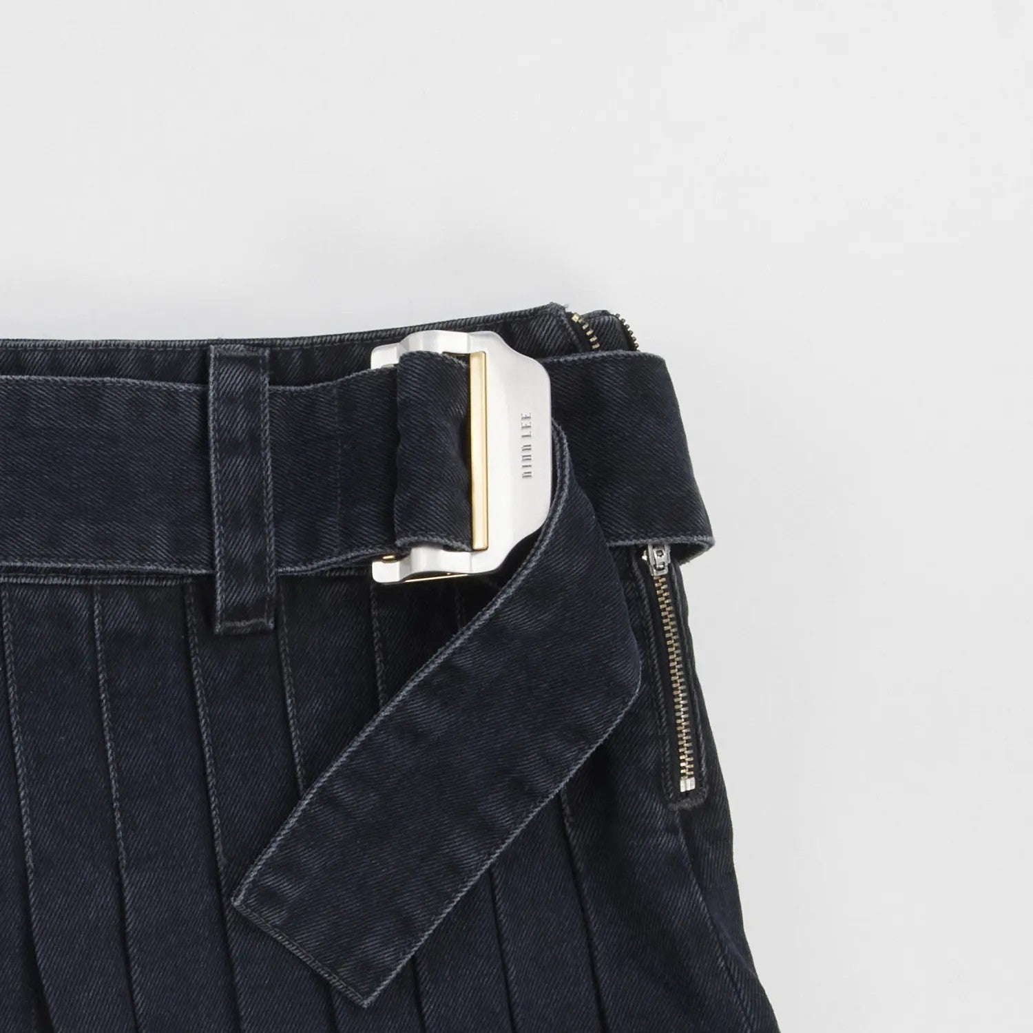 DION LEE Womens Darted Denim Mini Skirt Black Cotton Buckle Size 6 RRP 690 — View 4