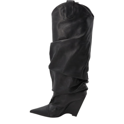 D'ACCORI Womens Arizona Boot 100 Leather Formal Black Wedge Heel EU 39.5 RRP1695 — View 5