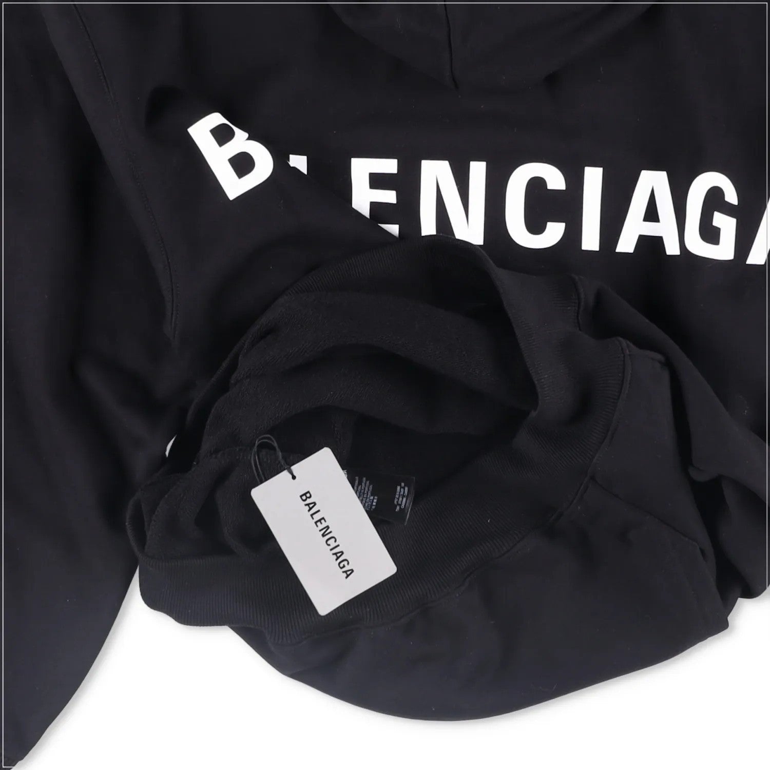 BALENCIAGA Unisex Adults Hoodie Cotton Black Kangaroo Pocket Size XS RRP 690 — View 7