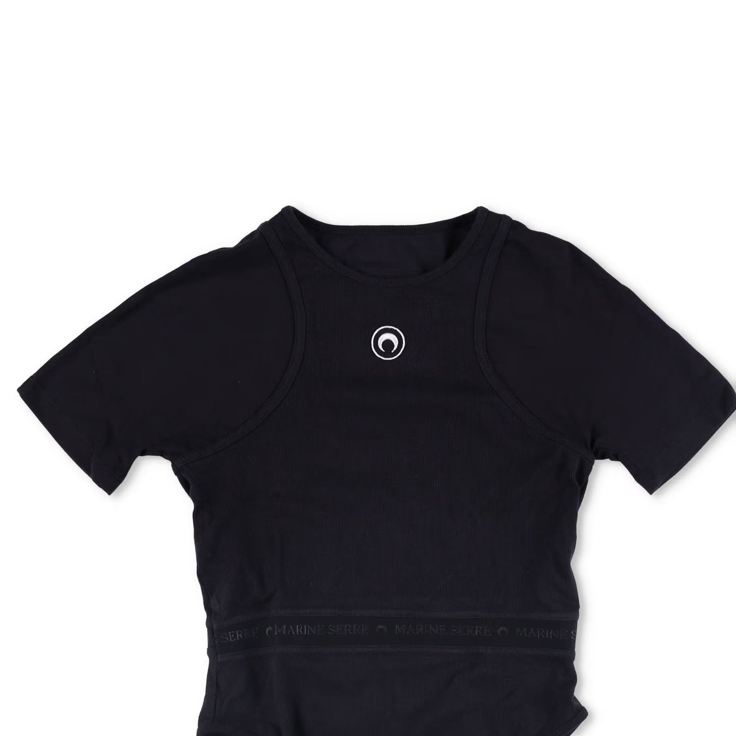 MARINE SERRE Organic Cotton Rib 2X2 Body Black Bodysuits Size XL RRP 260 — View 2