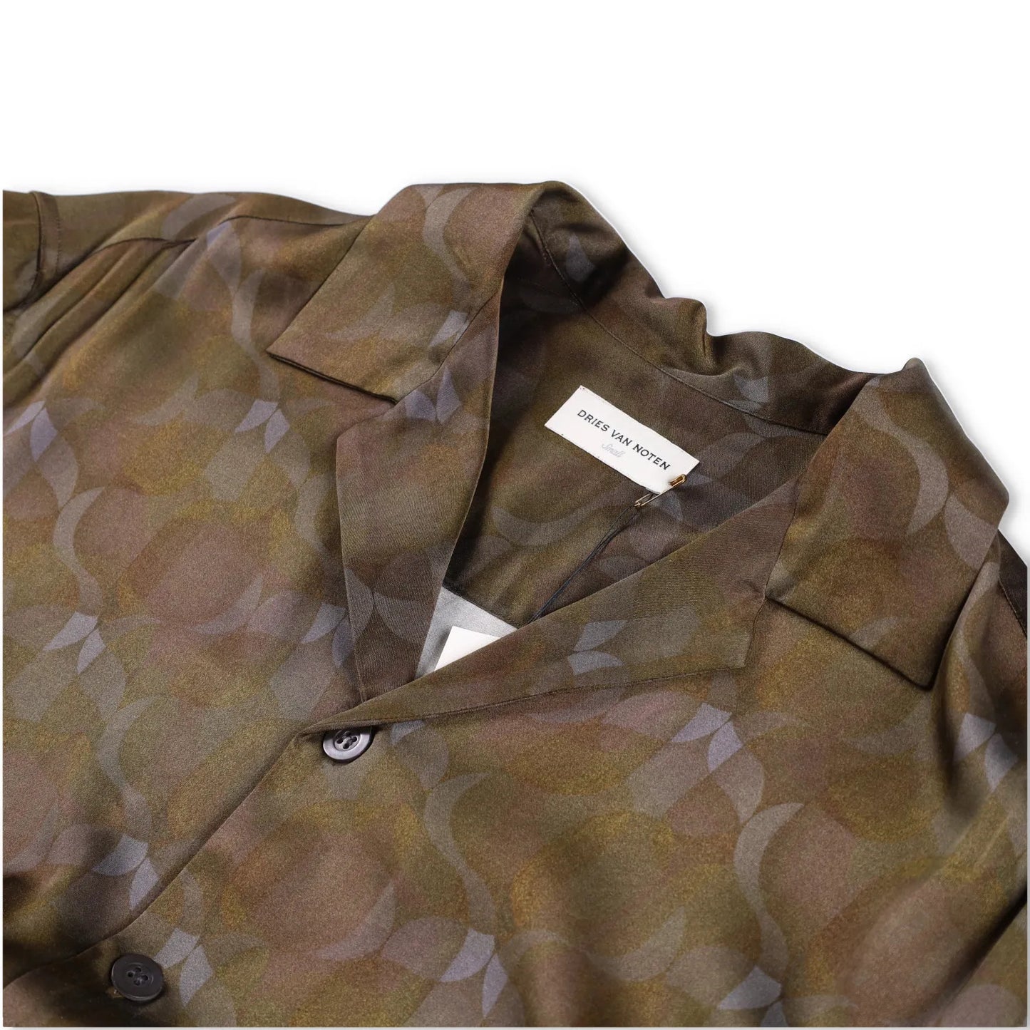 DRIES VAN NOTEN Mens Cassi Embroider Shirt Button-Up Green Short Sleeve S RRP753 — View 6