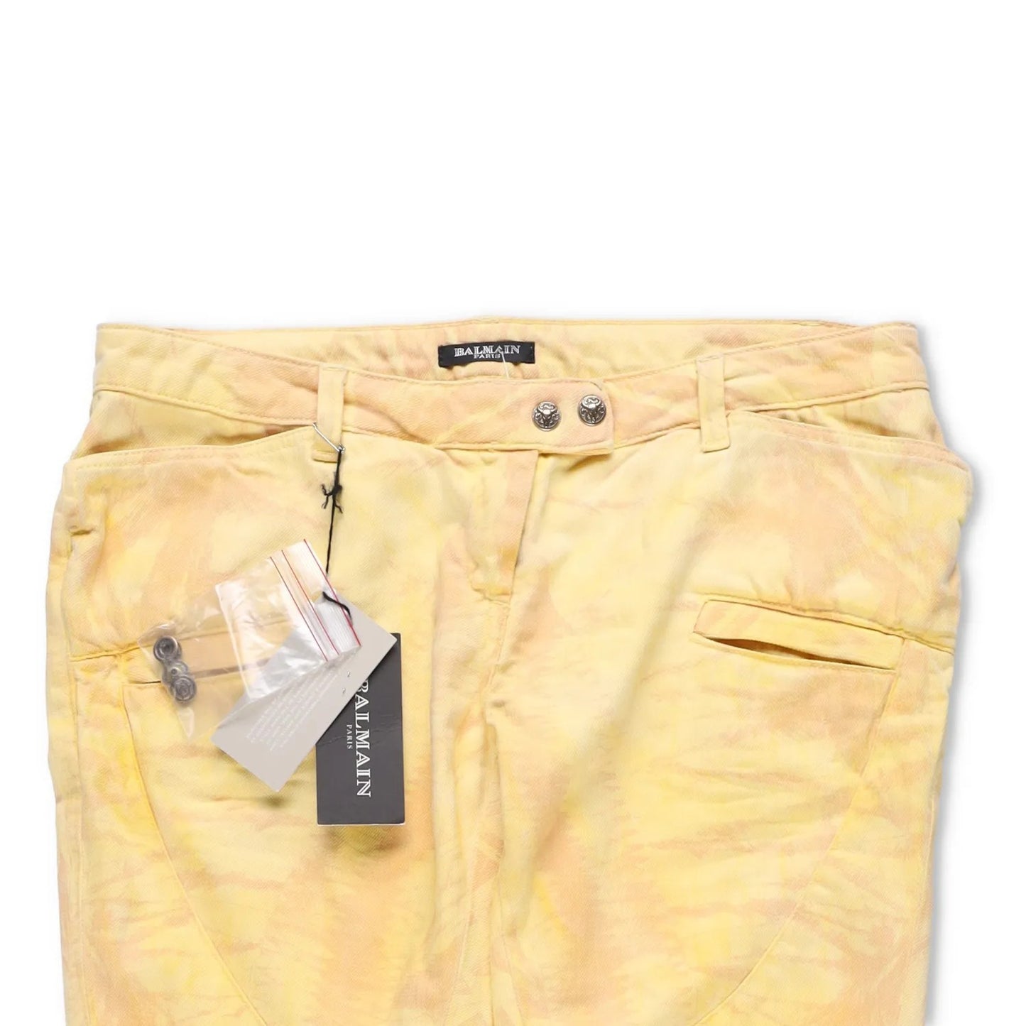 BALMAIN Womens Skinny Jeans Cotton Blend Yellow Back To Front Size 40 RRP 650 — View 5