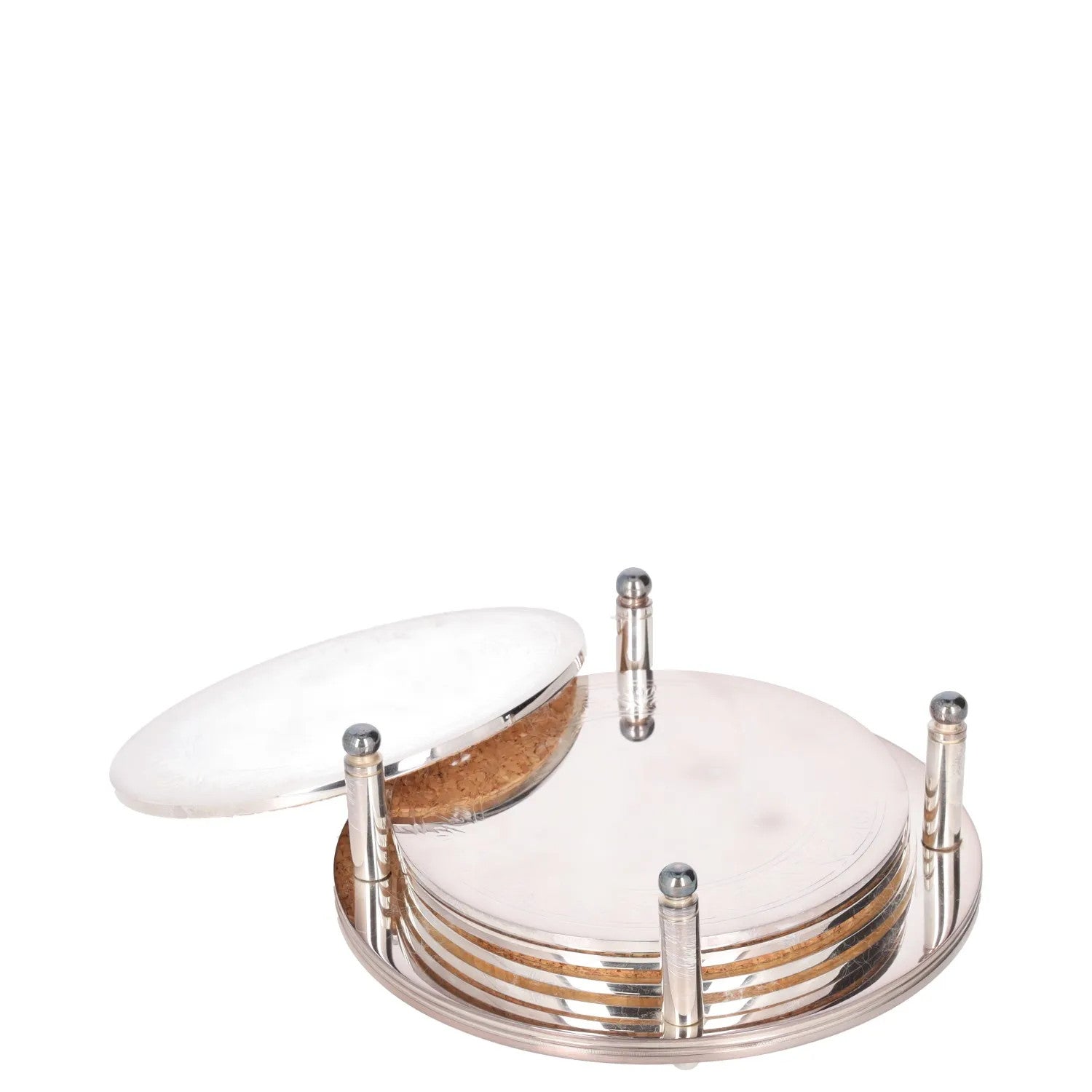 SOHO HOME Rochester Engraved Silver Coasters Set Of 4 Metallic One Size RRP 125 — View 4