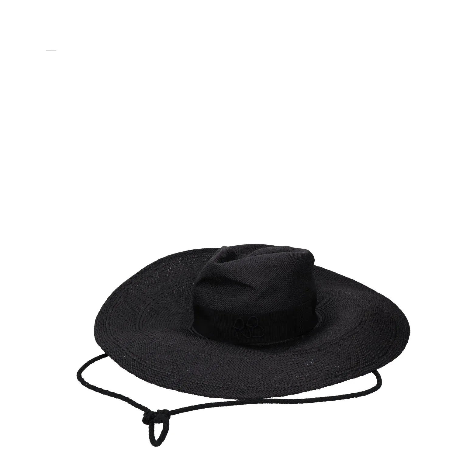 RUSLAN BAGINSKIY Womens Wide Brim Straw Fedora Hat Black Size M RRP 520 — View 2