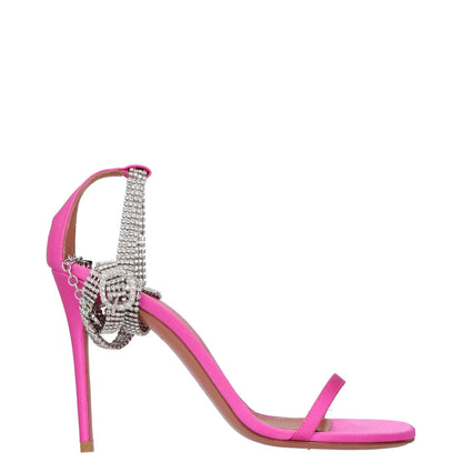 AMINA MUADDI Women Chain Strappy Heels Pink Leather Stiletto Open Toe UK4 RRP600