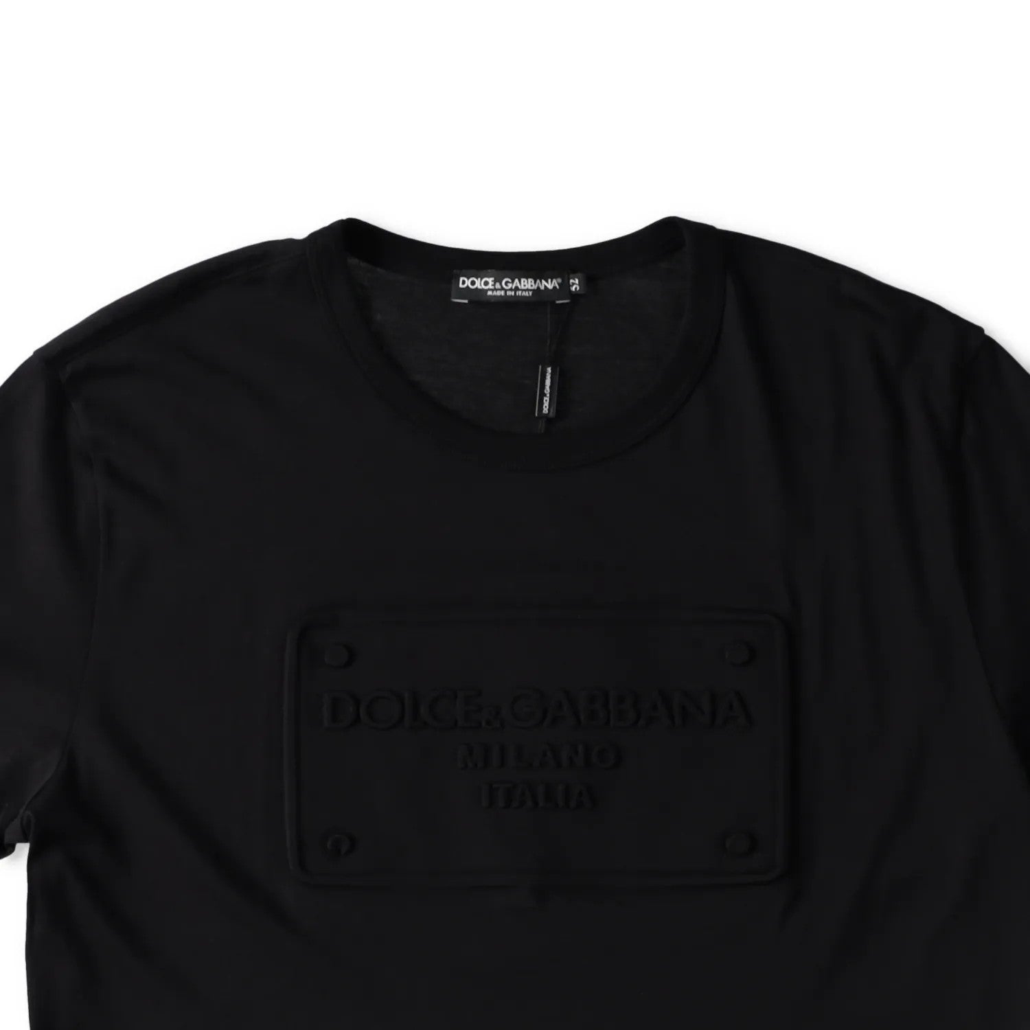 DOLCE & GABBANA Mens T-Shirt Fu7Eq+Embossing Nero Black Short Sleeve 52 RRP 475 — View 3