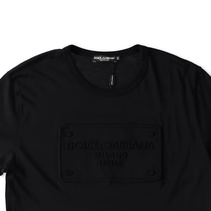 DOLCE & GABBANA Mens T-Shirt Fu7Eq+Embossing Nero Black Short Sleeve 52 RRP 475 — View 3