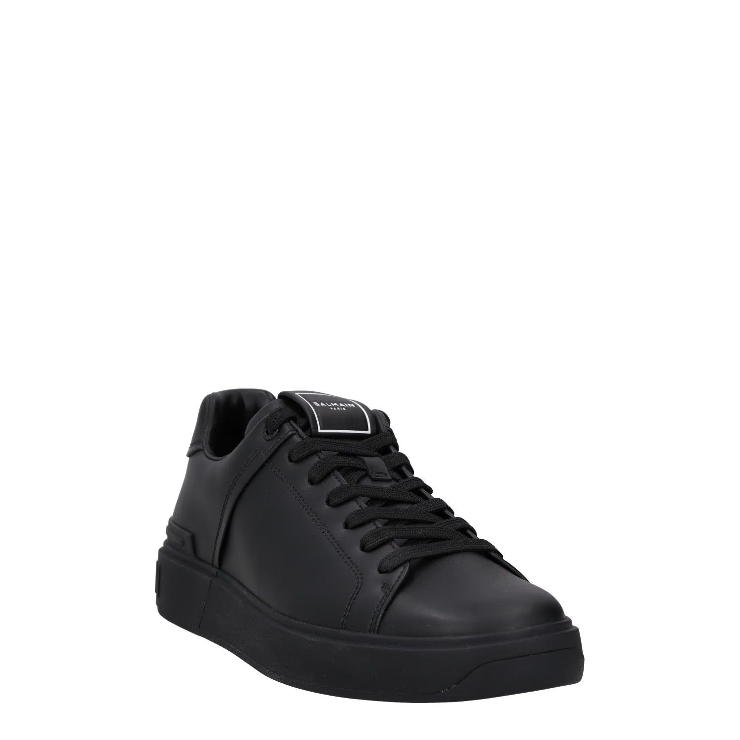 BALMAIN Mens Black Leather Trainers Low Top Lace Up Sneakers UK 9 RRP 450 — View 2