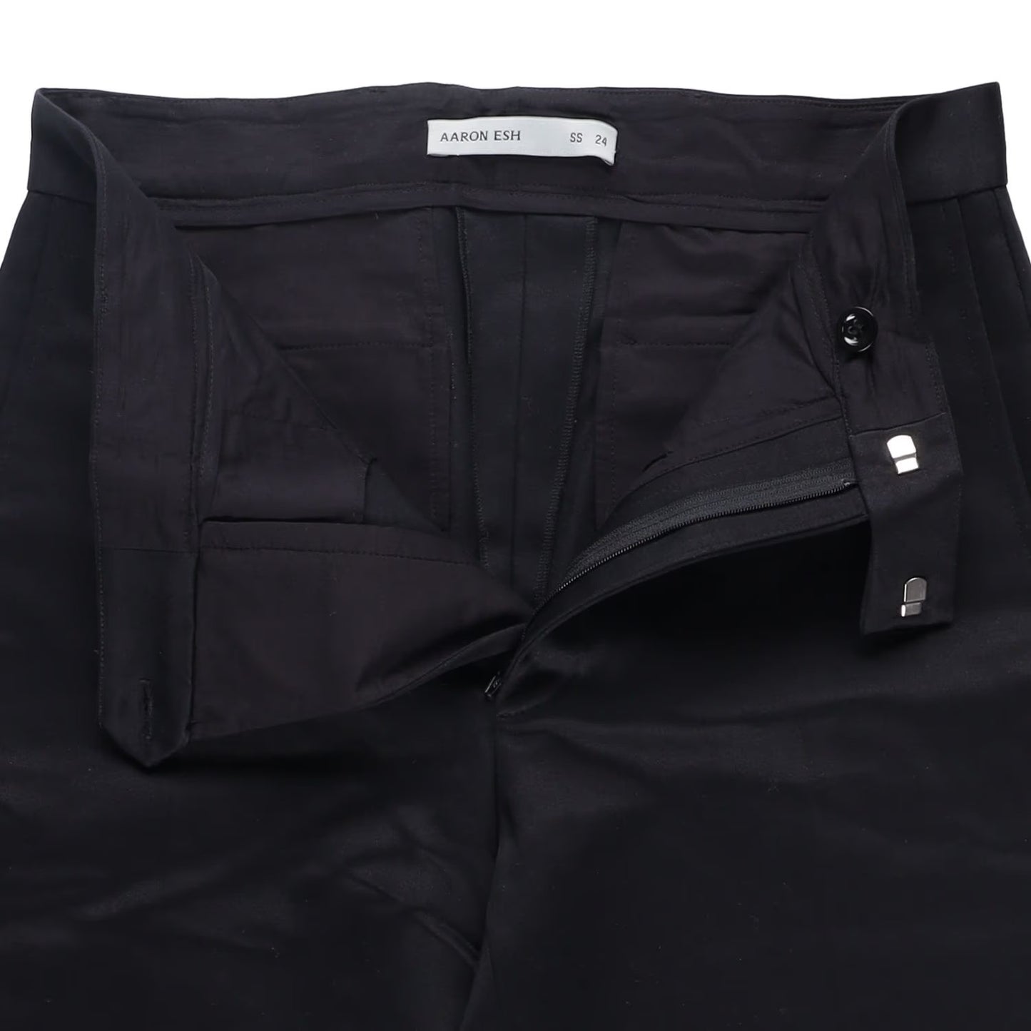 AARON ESH Mens Perfect Trouser Slash Pockets Flat Front Black 32 RRP 1131.2 — View 9