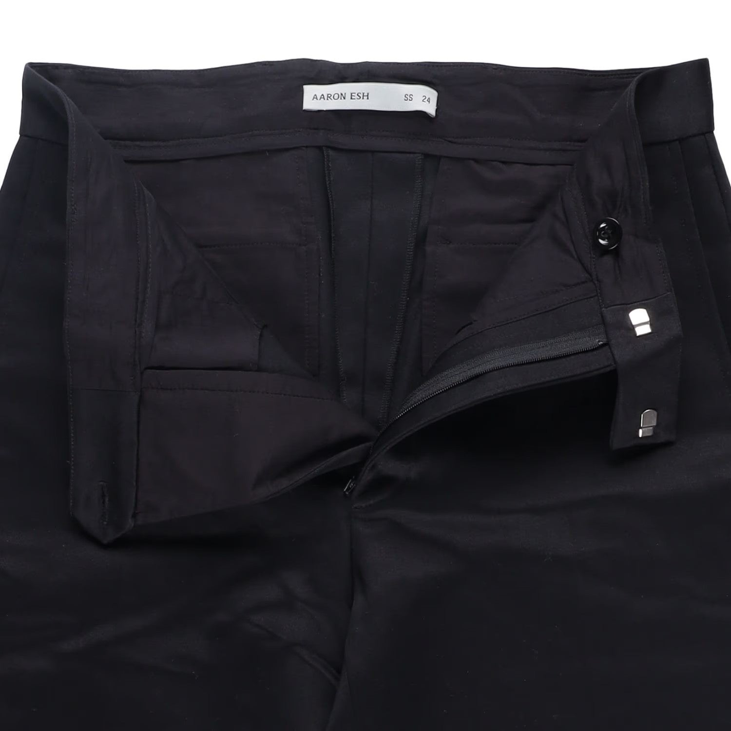 AARON ESH Mens Perfect Trouser Slash Pockets Flat Front Black 32 RRP 1131.2 — View 9