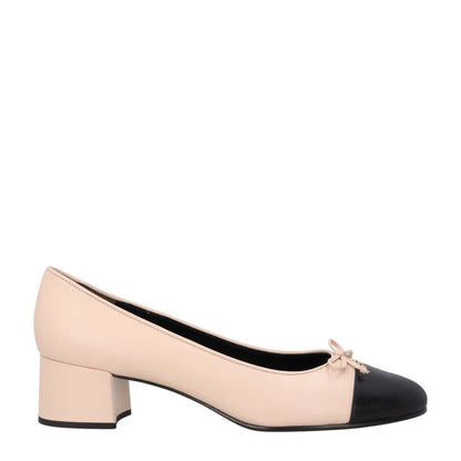 TORY BURCH Womens Bow Mid Block Heel Pink Leather On Shoes US 10 RRP 310