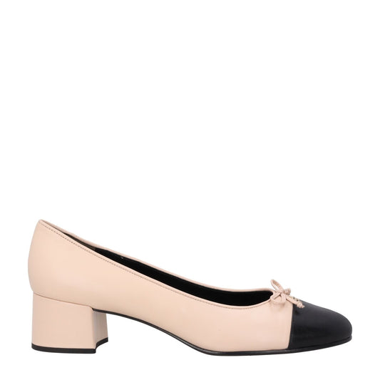TORY BURCH Womens Bow Mid Block Heel Pink Leather On Shoes US 10 RRP 310