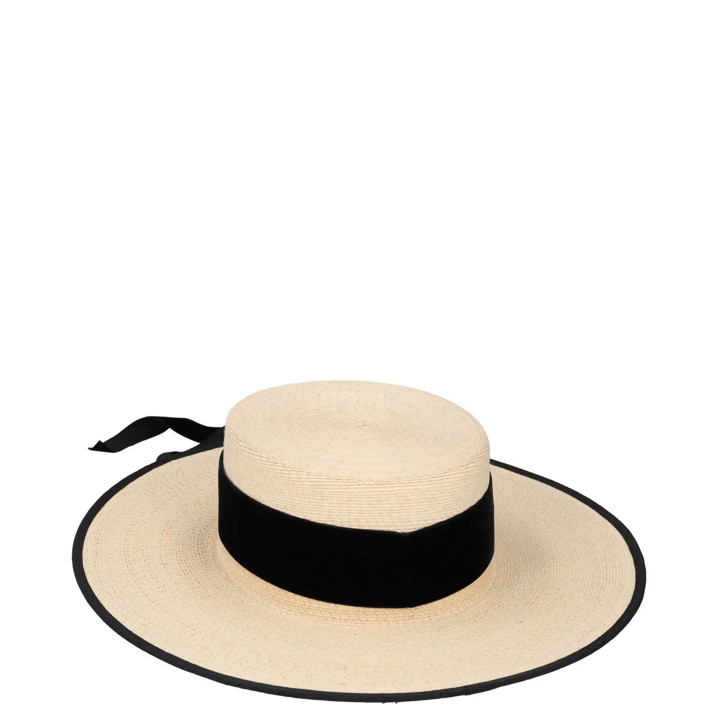 ELIURPI Womens Sun Hat Beige Straw Black Bow Accent And Trim Size M RRP 300