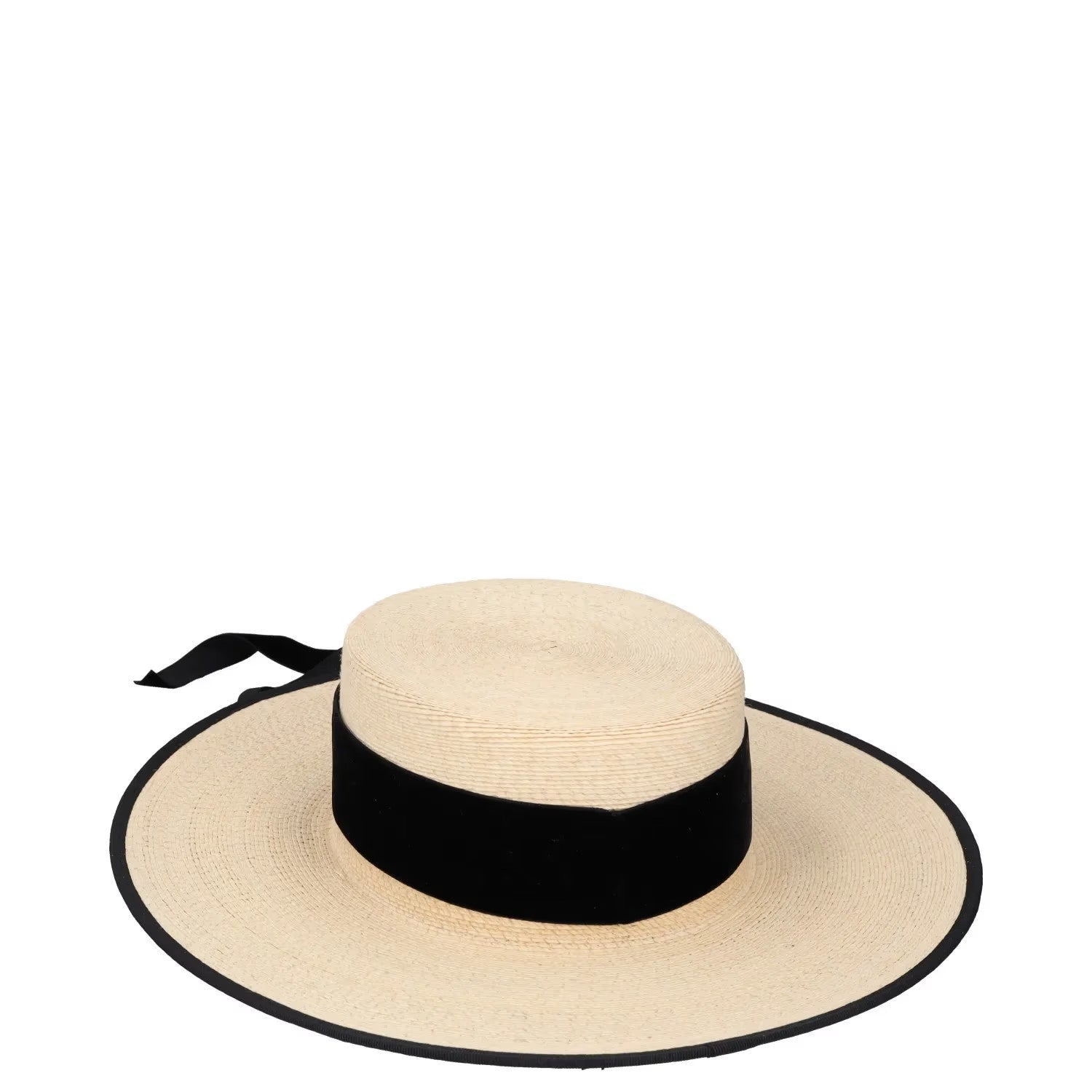 ELIURPI Womens Sun Hat Beige Straw Black Bow Accent And Trim Size M RRP 300