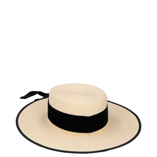 ELIURPI Womens Sun Hat Beige Straw Black Bow Accent And Trim Size M RRP 300