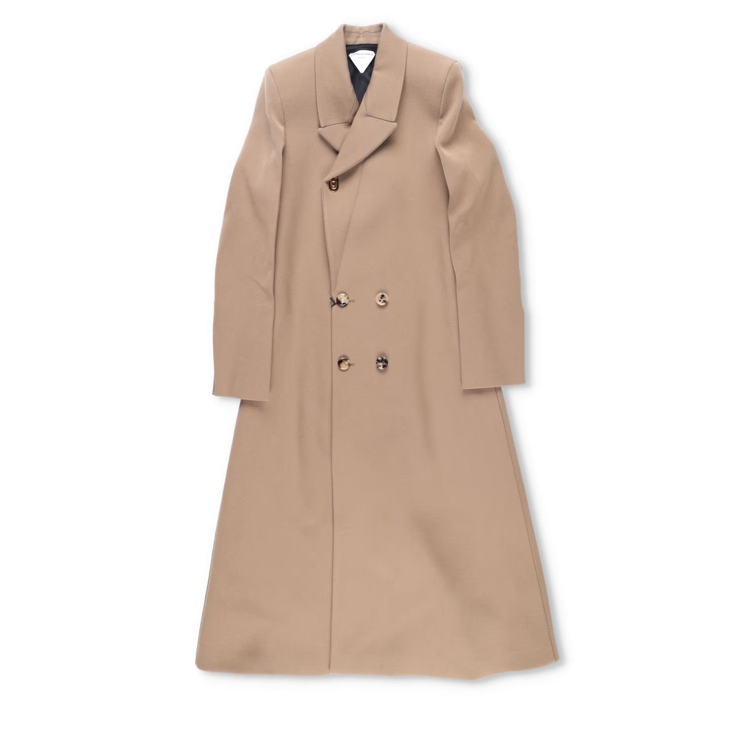 BOTTEGA VENETA Womens Long Beige Wool Coat Double Breasted Size 38 RRP 3500 — View 2