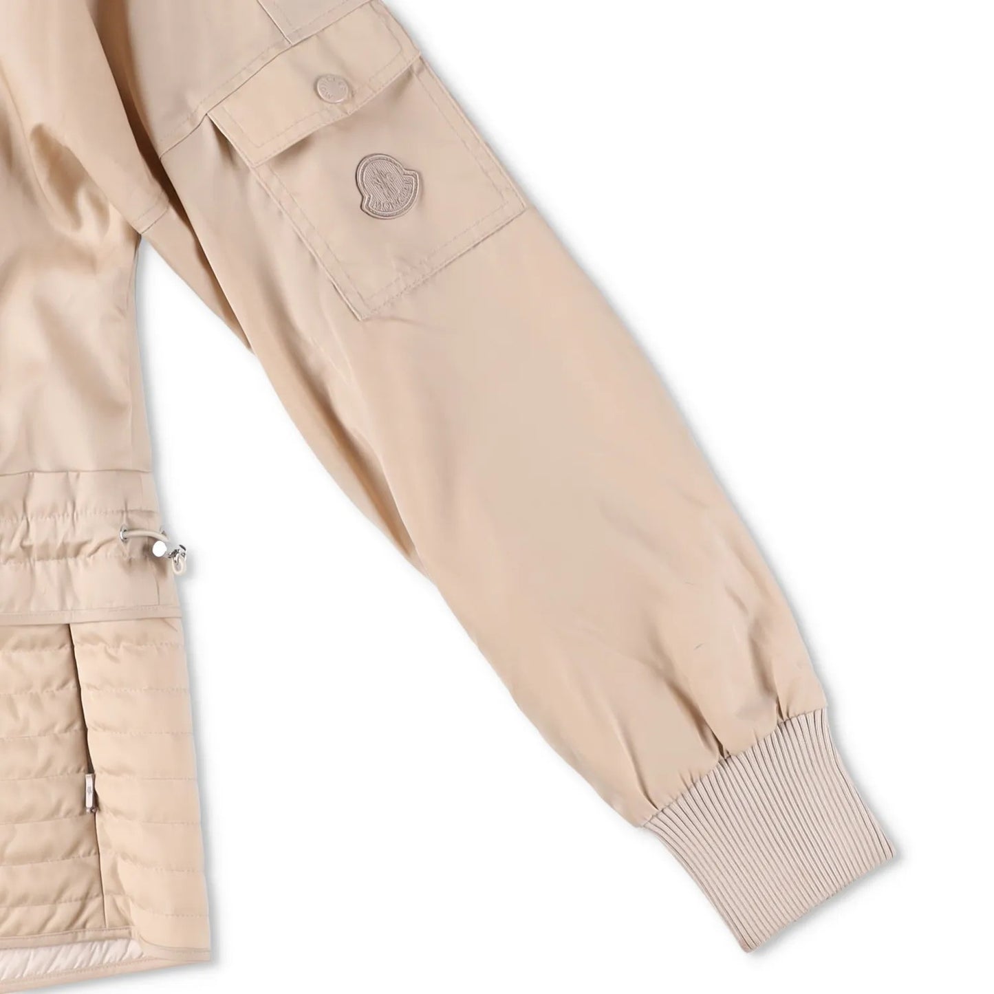 MONCLER Womens Bomber Jacket Beige Nylon Long Sleeve Quilted Zip RRP 1200 — View 9