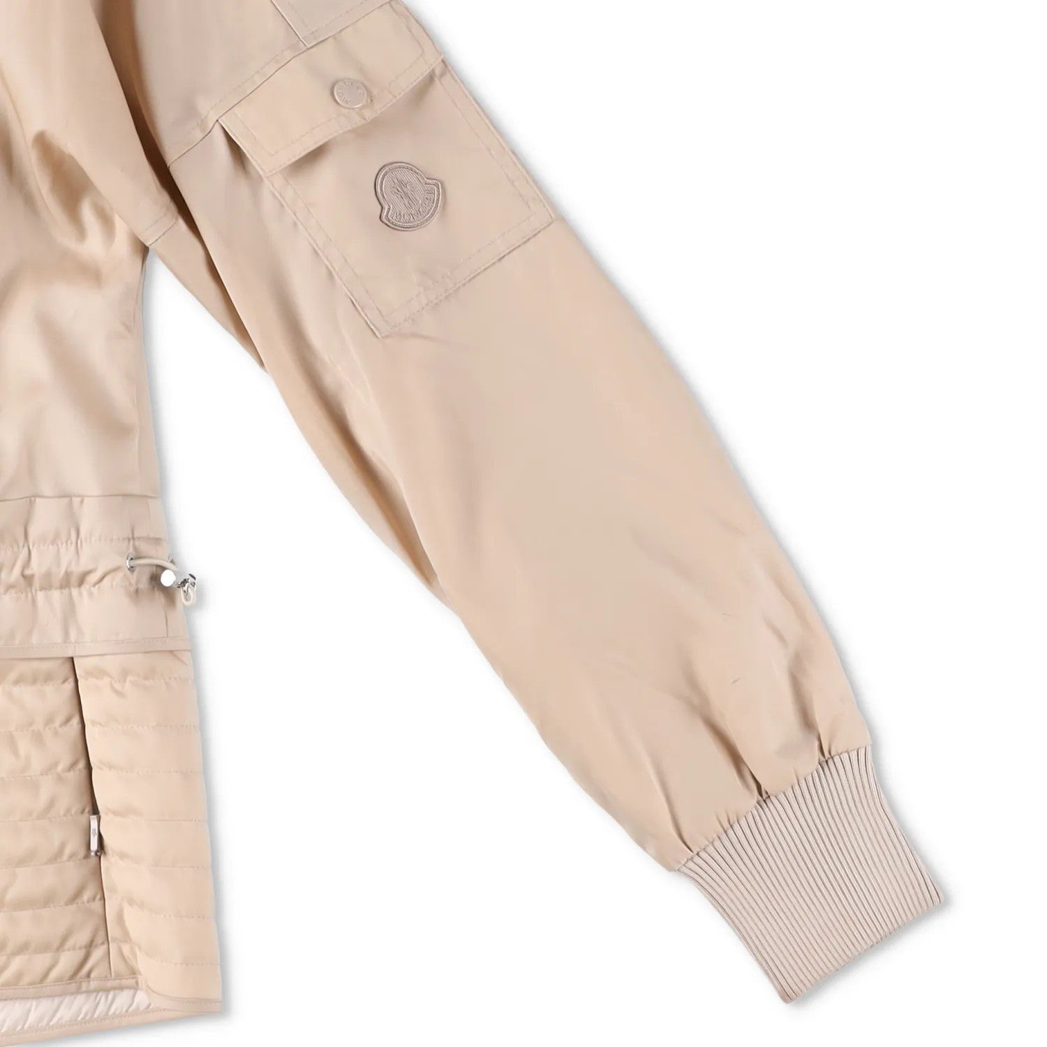 MONCLER Womens Bomber Jacket Beige Nylon Long Sleeve Quilted Zip RRP 1200 — View 9