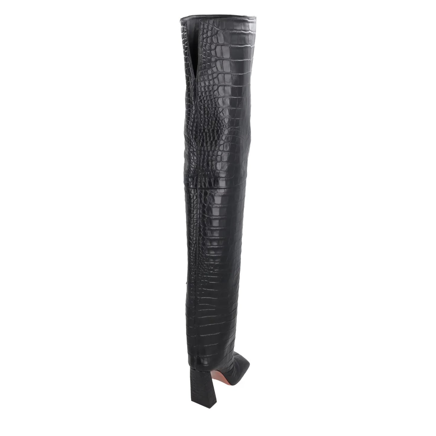 AMINA Women Marine 95 High Heel Square Thigh High Croc Boots Black UK5.5 RRP1650 — View 6