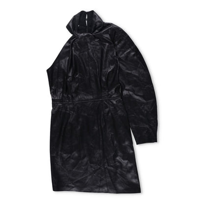 NANUSHKA Women Knee Length Dress Black Poly Blend High Neck Long Sleeve M RRP500
