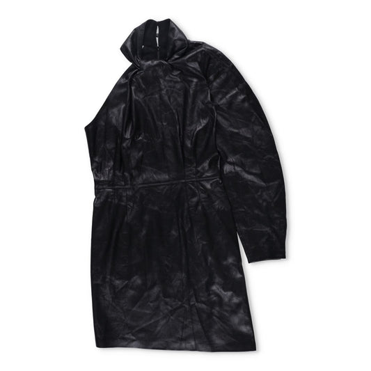NANUSHKA Women Knee Length Dress Black Poly Blend High Neck Long Sleeve M RRP500