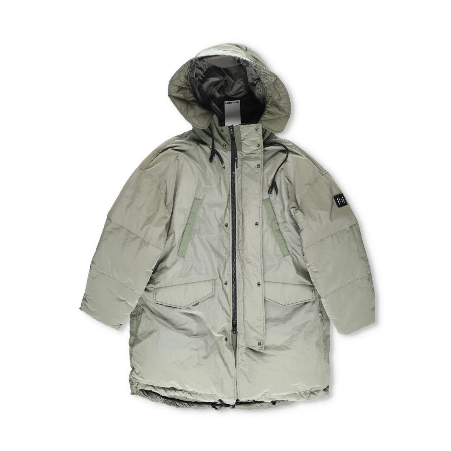 HOLDEN Mens Green Parka Coat Softshell Stand Up Collar Zip Closure M RRP 800 — View 5