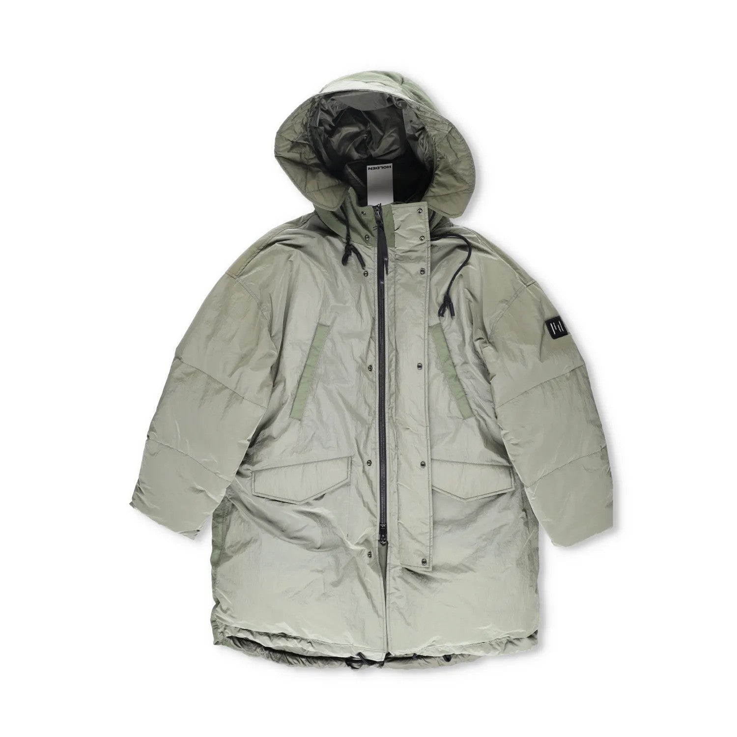 HOLDEN Mens Green Parka Coat Softshell Stand Up Collar Zip Closure M RRP 800 — View 5