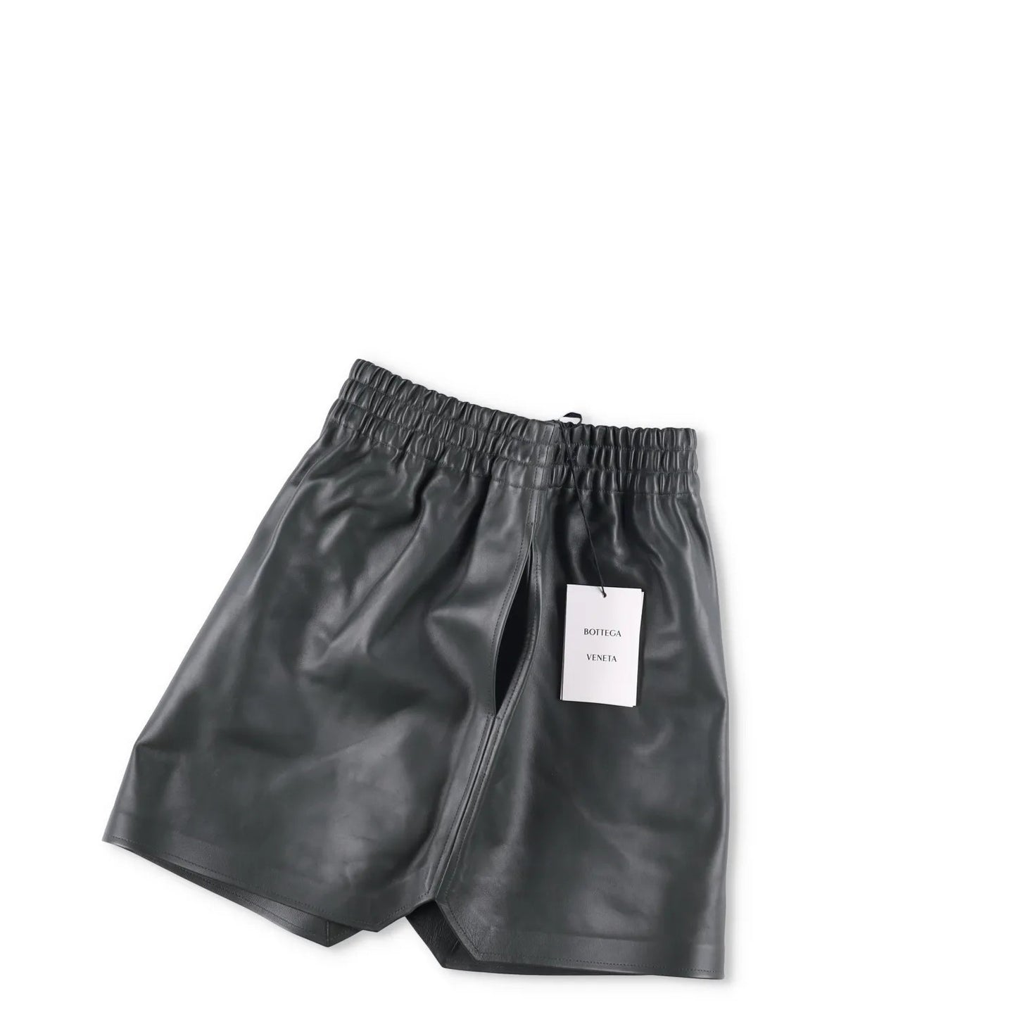 BOTTEGA VENETA Womens Mini Skirt Grey Leather Elastic Waist Size L RRP 700 — View 3