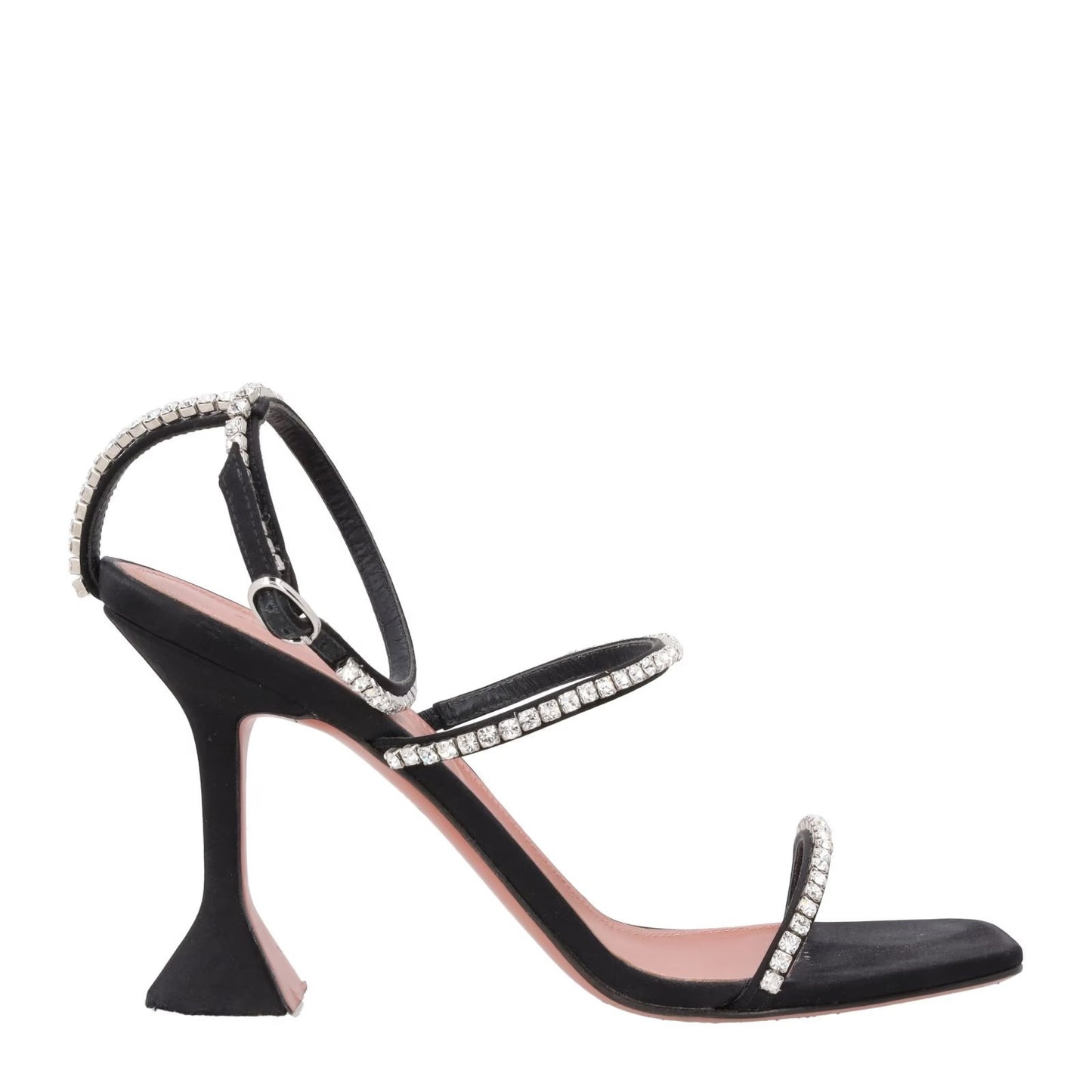 AMINA MUADDI Gilda Black Leather High Heel Sandal Crystal Embellish. UK 6 RRP910