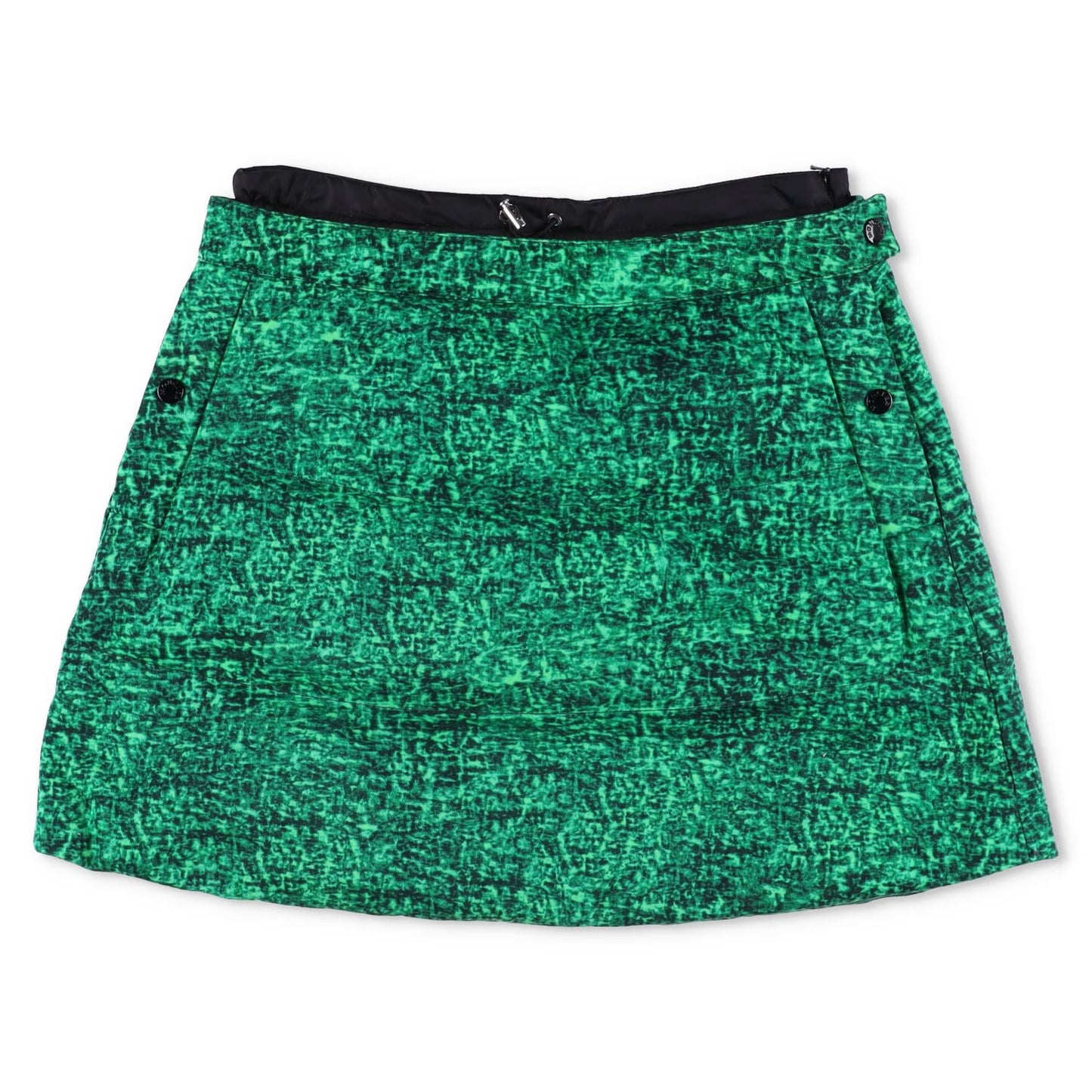 MONCLER GENIUS X JWA Womens Mini Skirt A-Line Green Button Short Size 4 RRP 495
