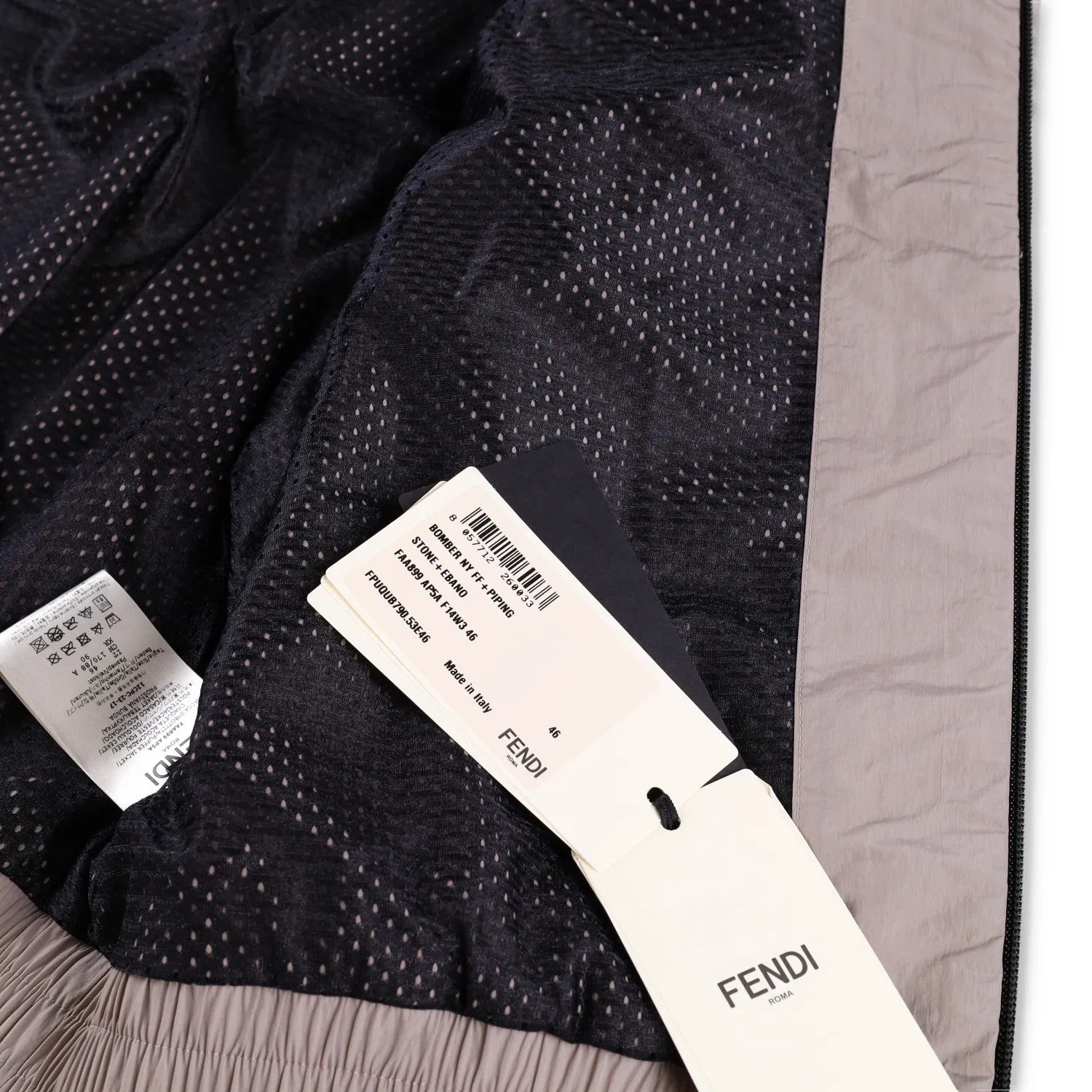 FENDI Mens Ebano Bomber Jacket Piping Stone Beige Zip Size 46 RRP 2100 — View 7