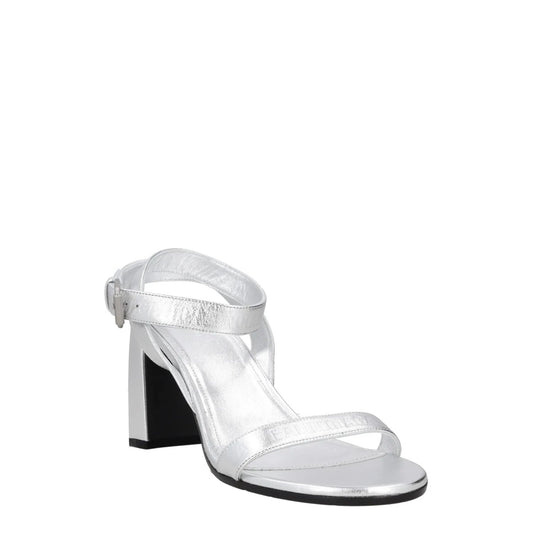 BALENCIAGA Womens Strappy Heels Silver Leather Mid Heel Silver Buckle UK6 RRP650 — View 2