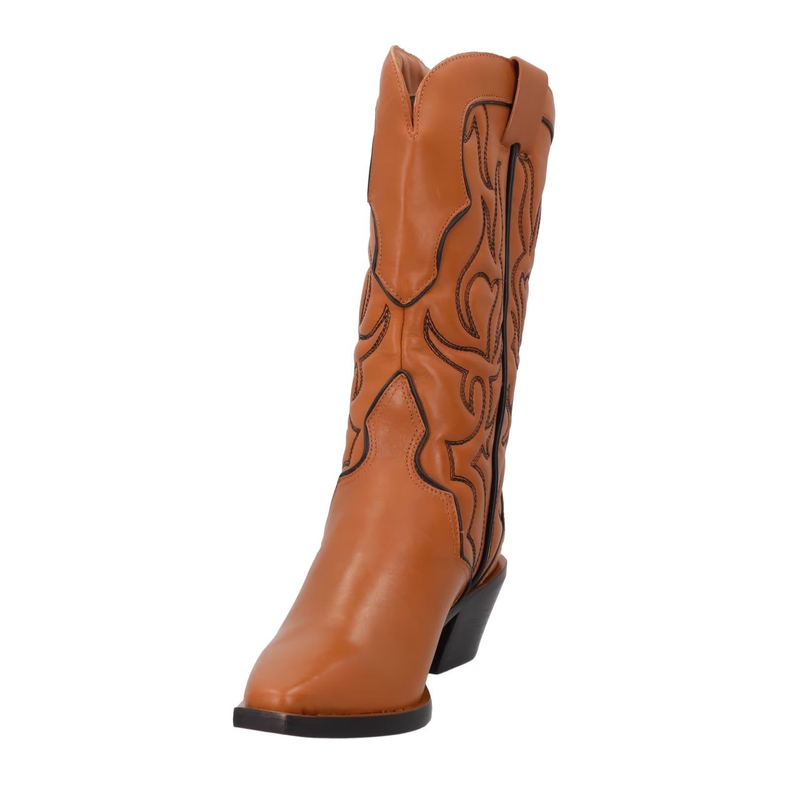 REFORMATION Womens Leather Cowboy Boots Brown Mid Calf Embroidered UK 3.5 RRP460 — View 3