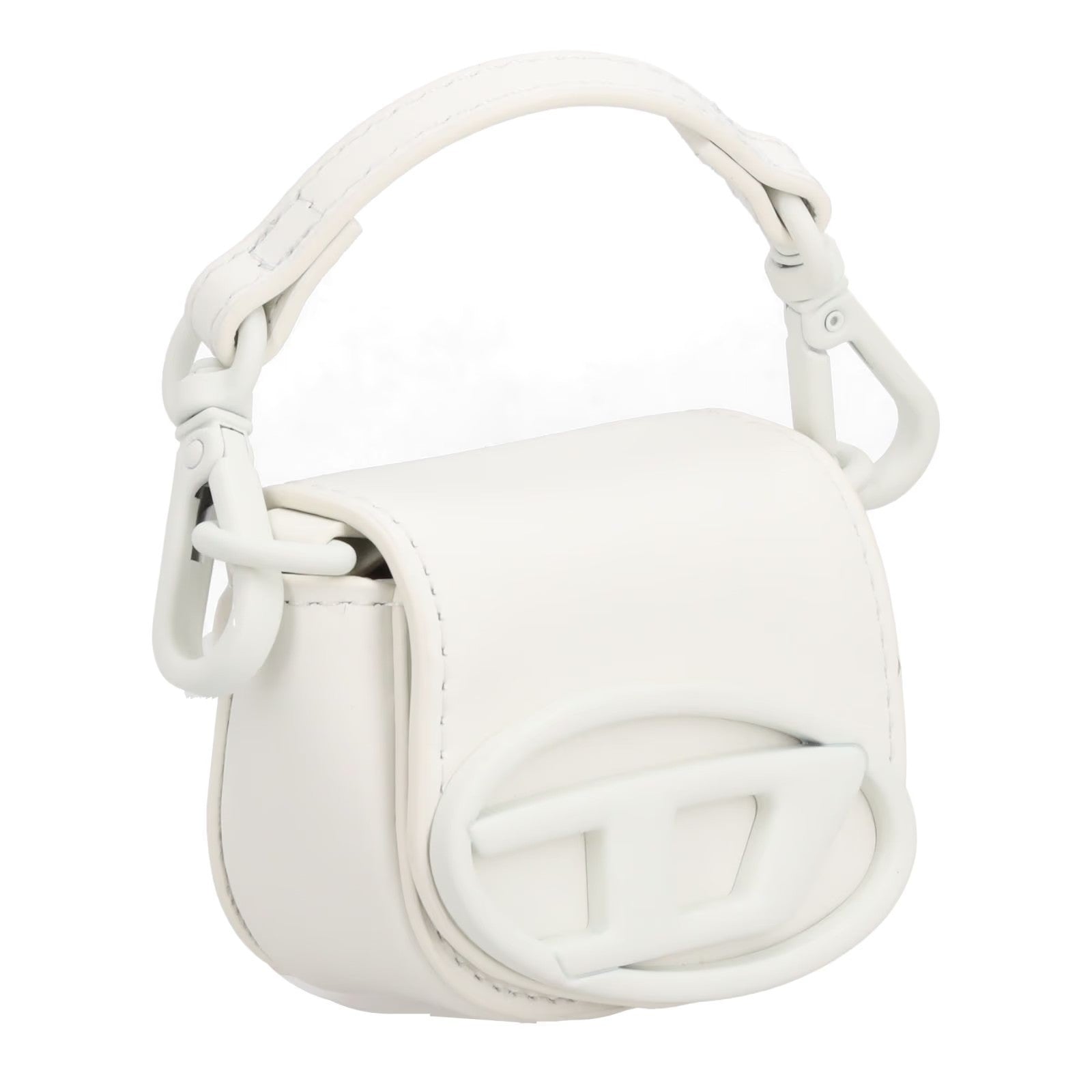 DIESEL Womens MICRO Rubber 1Dr Bag Charm White Leather Logo RRP 200 — View 6