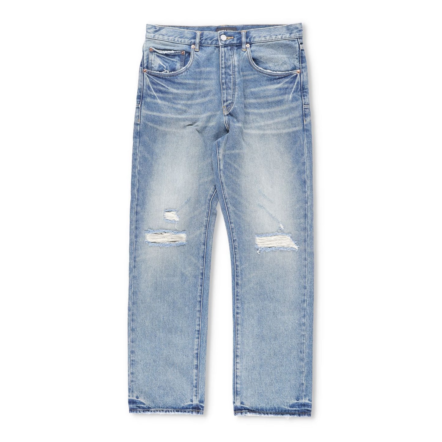PURPLE BRAND Mens Vintage Knee Slit Blue Straight Leg Jeans Size 34 RRP 325