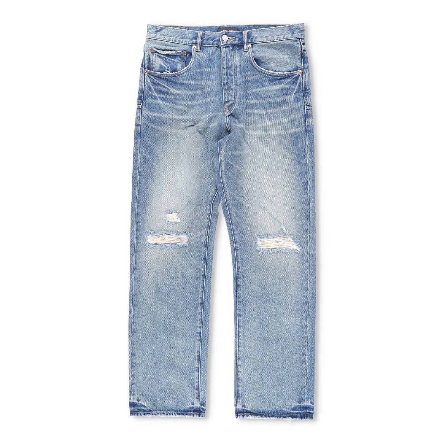 PURPLE BRAND Mens Vintage Knee Slit Blue Straight Leg Jeans Size 34 RRP 325