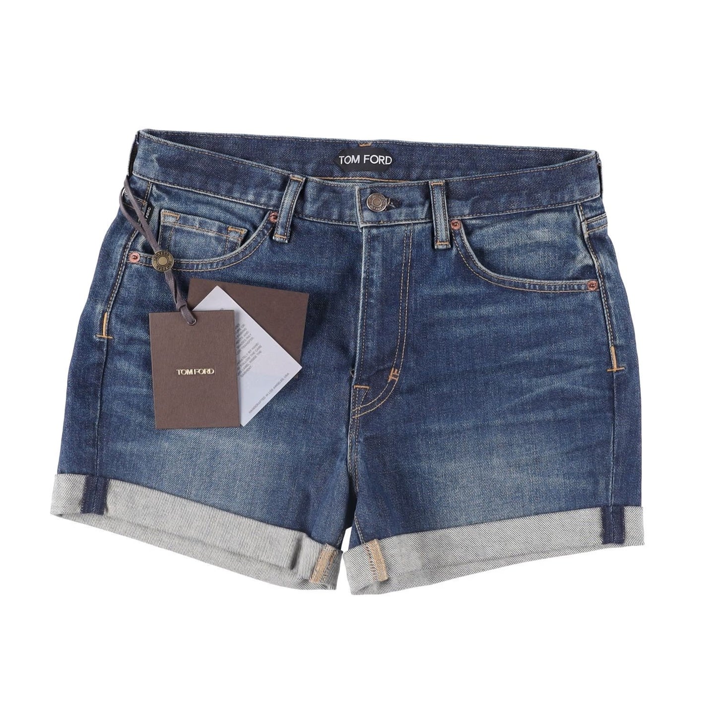 TOM FORD Womens Comfort Stone Washed Denim Shorts Blue Size 28 RRP 665 — View 9