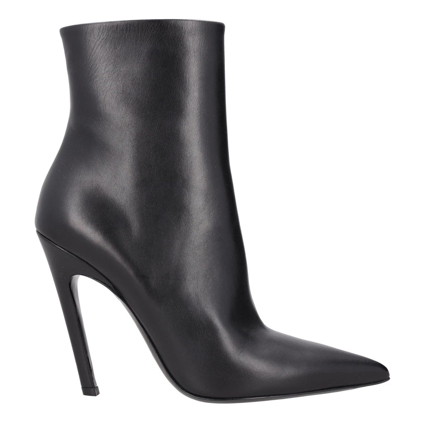 BALENCIAGA Womens Pointed Toe Booties Zip Closure Black Leather UK 6 RRP 875