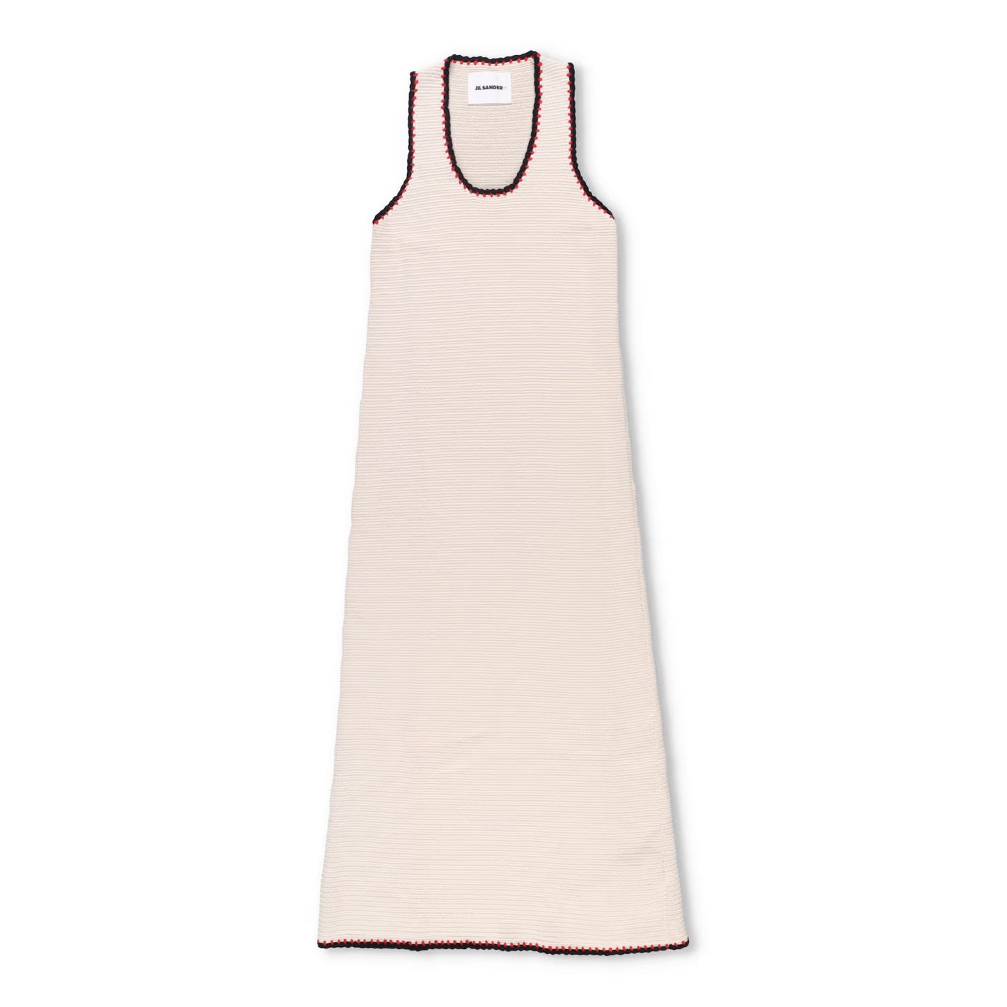 JIL SANDER Womens Plus Midi Dress Low Neck Sleeveless Knit Neutrals 34 RRP 1040
