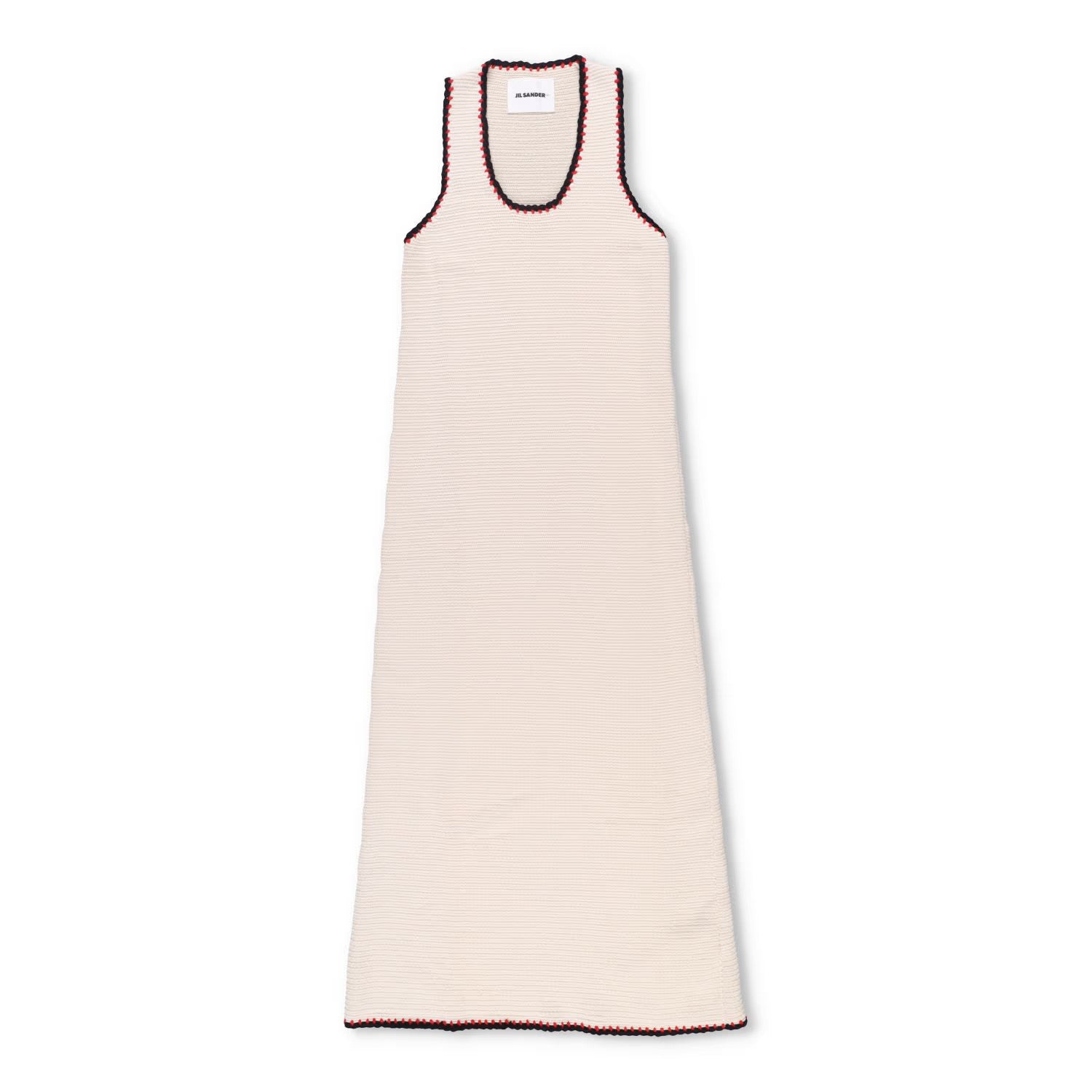 JIL SANDER Womens Plus Midi Dress Low Neck Sleeveless Knit Neutrals 34 RRP 1040