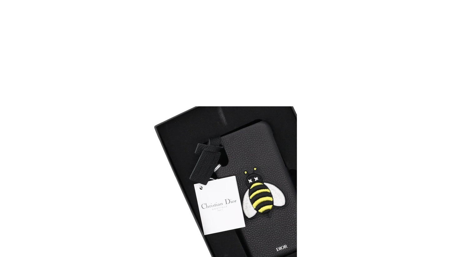 DIOR Bee Hard Phone Case Fits Apple iPhone X Black White Yellow RRP 310 — View 6
