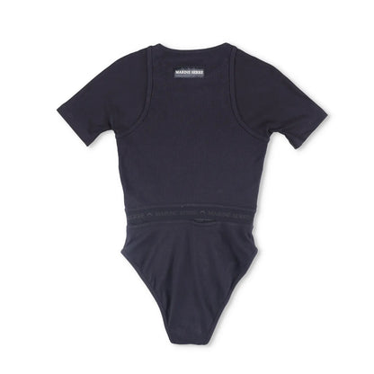 MARINE SERRE Womens Organic Cotton Rib 2X2 One-Piece Bodysuit Black XS RRP 260 — View 8