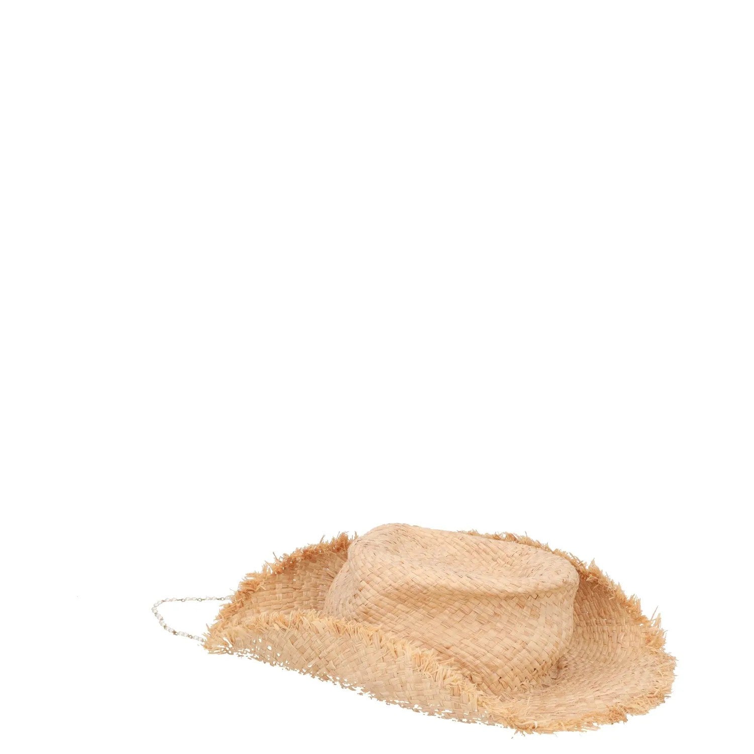 RUSLAN BAGINSKIY Womens Pearl Chain Frayed Fedora Hat Beige Neutrals M RRP 360 — View 4