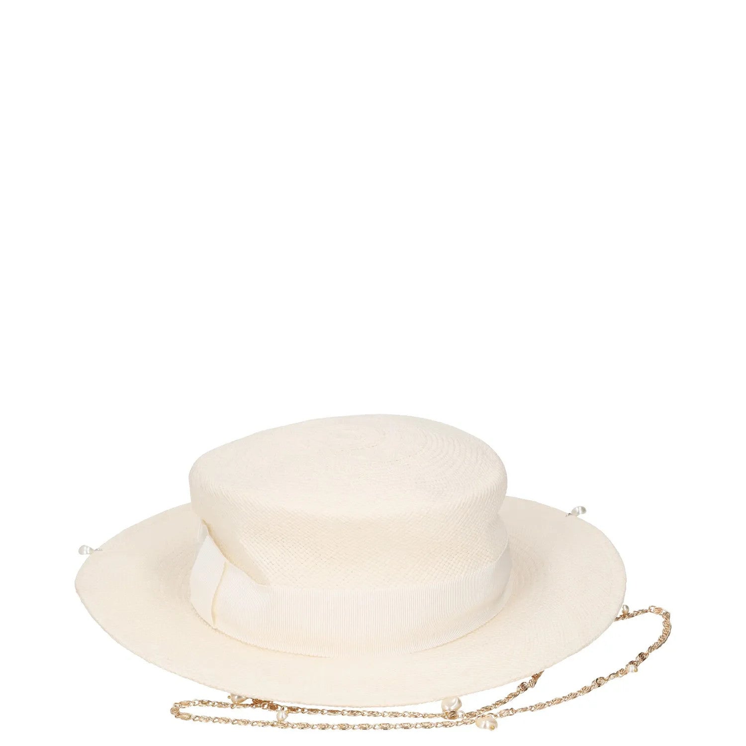 GUCCI Womens Sun Hat Beige Straw Chain Accent Button Summer Size L RRP 400 — View 4