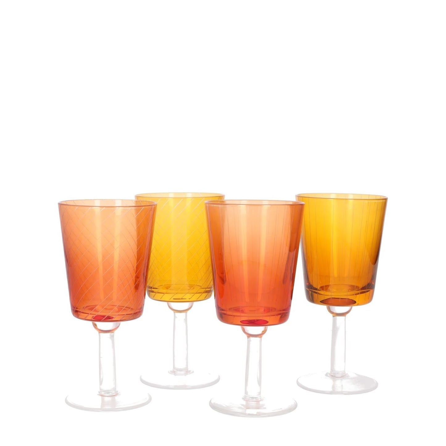 POLS POTTEN Wine Library Glasses Set Of 4/6 Yellow Orange One Size RRP 140