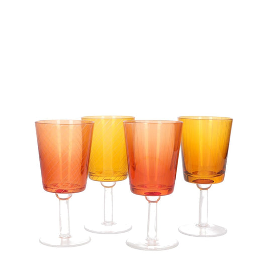POLS POTTEN Wine Library Glasses Set Of 4/6 Yellow Orange One Size RRP 140