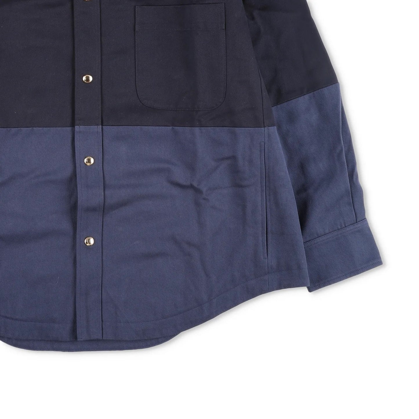 THOM BROWNE Mens Oversized Combo Snap Front Shirt Jacket Black Blue 2 RRP 1840 — View 4