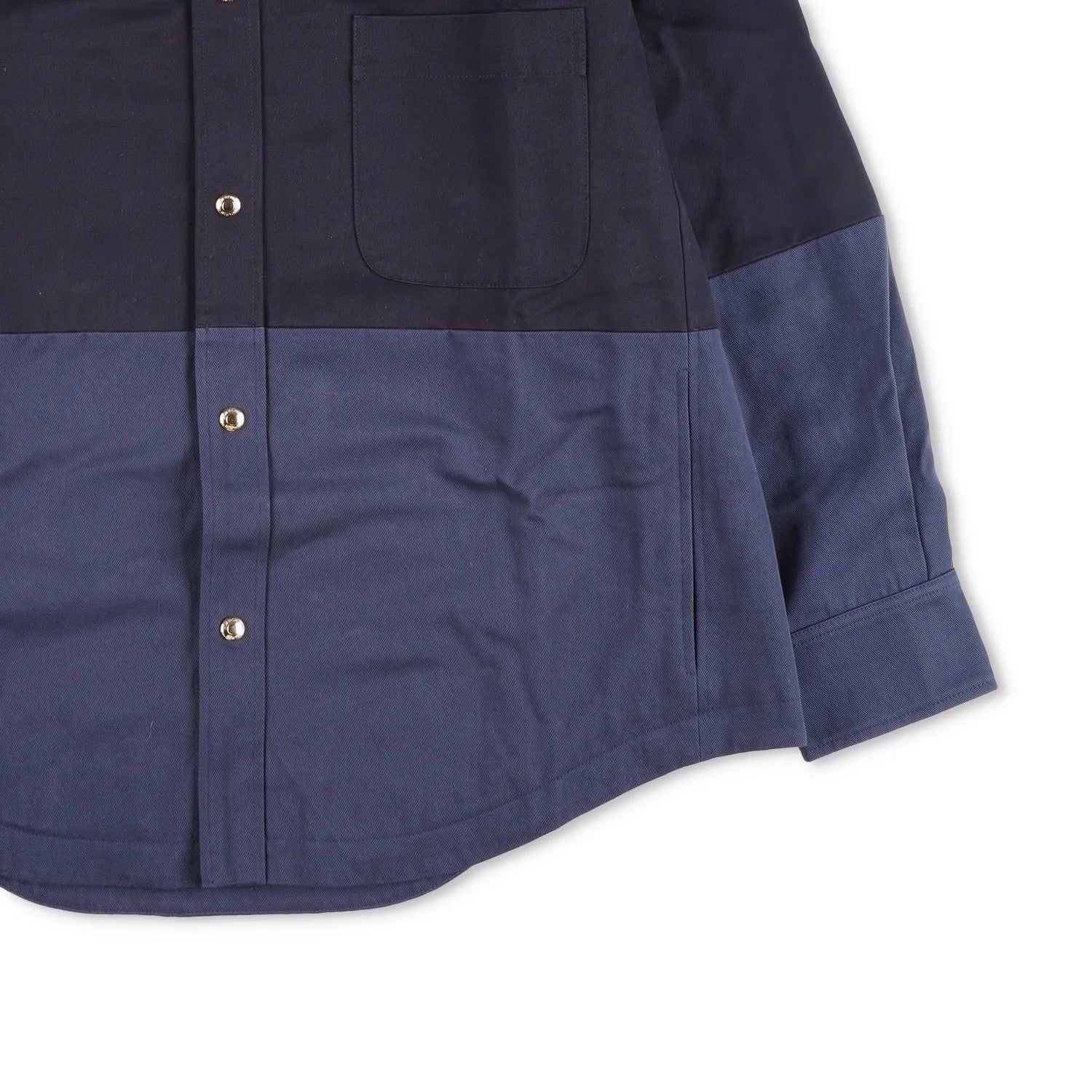 THOM BROWNE Mens Oversized Combo Snap Front Shirt Jacket Black Blue 2 RRP 1840 — View 4